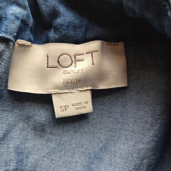 LOFT Outlet Womens Chambray Tie-Back Top S(P) Cottage Prairie Western Bohemian - Picture 6 of 9